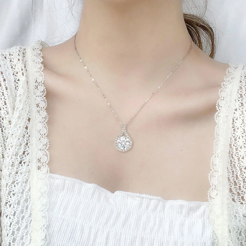 Sterling silver 5ct diamond water drop necklace - Picture 2 of 11